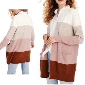 Madewell Kent Stripped Color block Cardigan Sweater Wool Blend  Size X-Large